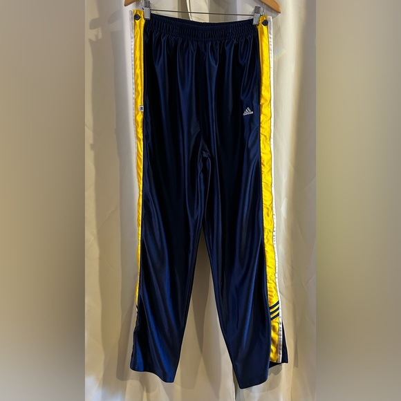 Adidas pants mens Large vintage‎ break away snap sides blue yellow tear away